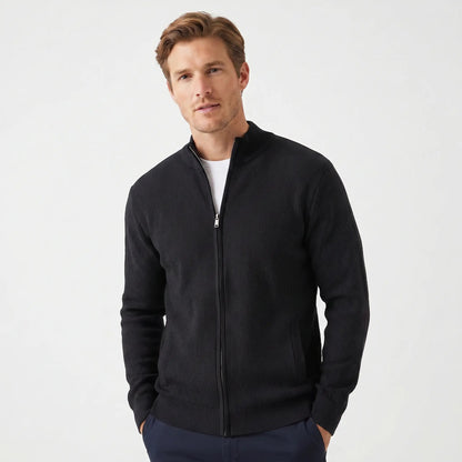 Men's Textured Knit Full-Zip Jacket - Winter Cardigan Edenforth