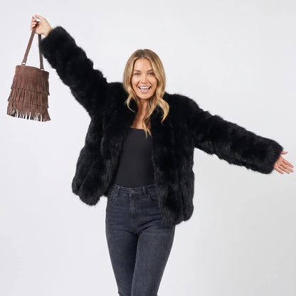 Women's Faux-Fur Cardigan Winter Coat Edenforth
