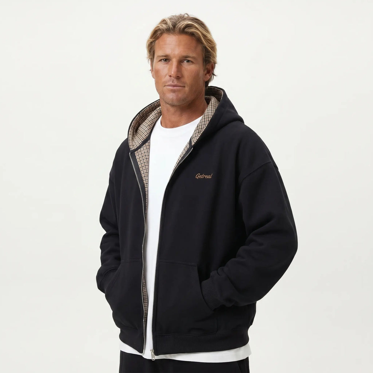 Men's Oversized Solid Color Zip-Up Winter Hoodie Edenforth