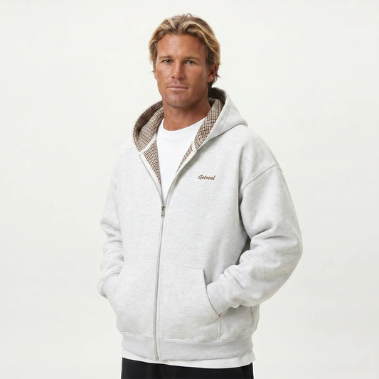 Men's Oversized Solid Color Zip-Up Winter Hoodie Edenforth