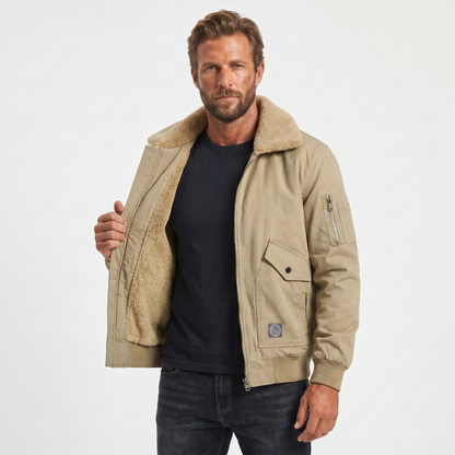 Men's Sherpa Lined Windproof Bomber Fall Jacket Edenforth