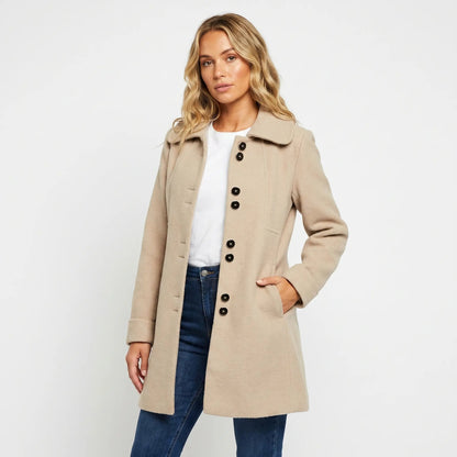 Women's Wool-Blend Collar Winter Coat Elegant Mid-Length Peacoat Edenforth