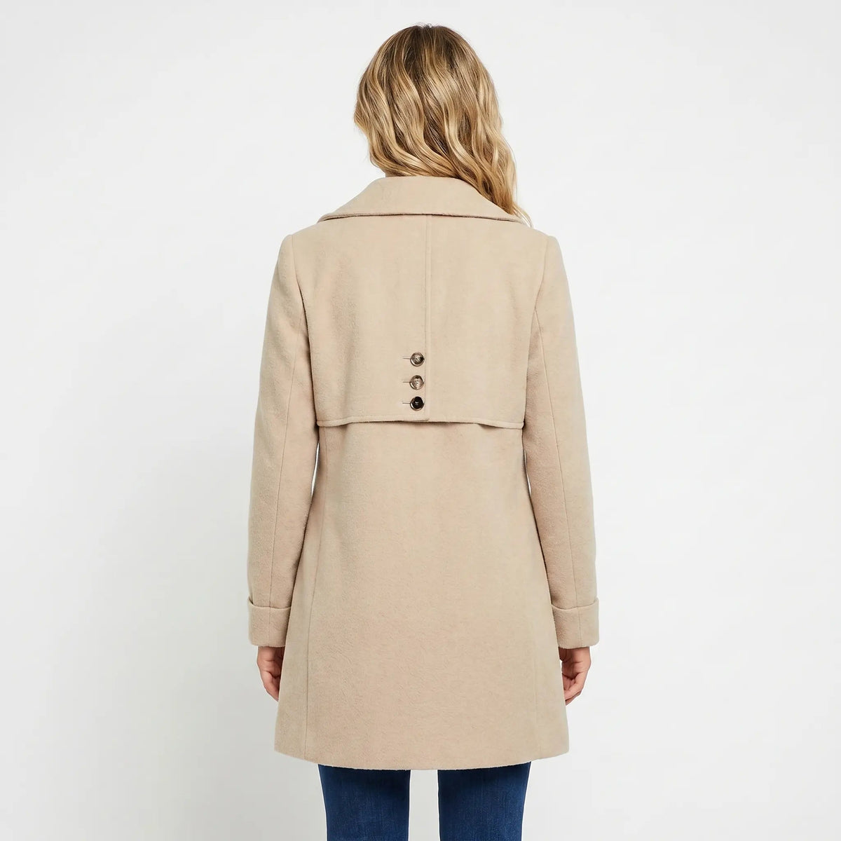 Women's Wool-Blend Collar Winter Coat Elegant Mid-Length Peacoat Edenforth