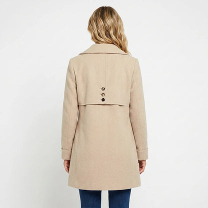 Women's Wool-Blend Collar Winter Coat Elegant Mid-Length Peacoat Edenforth