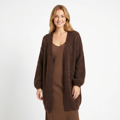 Women's Fluffy Winter Cardigan Brushed Knit Oversized Open-Front Edenforth