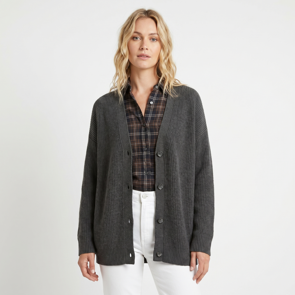 Women's Cardigans For Women Oversized Ribbed V-Neck Knit Winter Edenforth