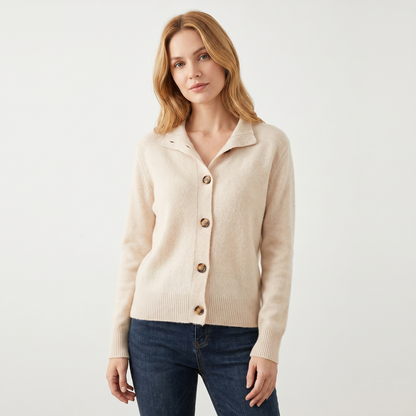 Women's Knit Winter Cardigan Polo Collar Soft Button-Up Edenforth