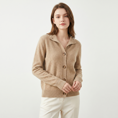 Women's Knit Winter Cardigan Polo Collar Soft Button-Up Edenforth