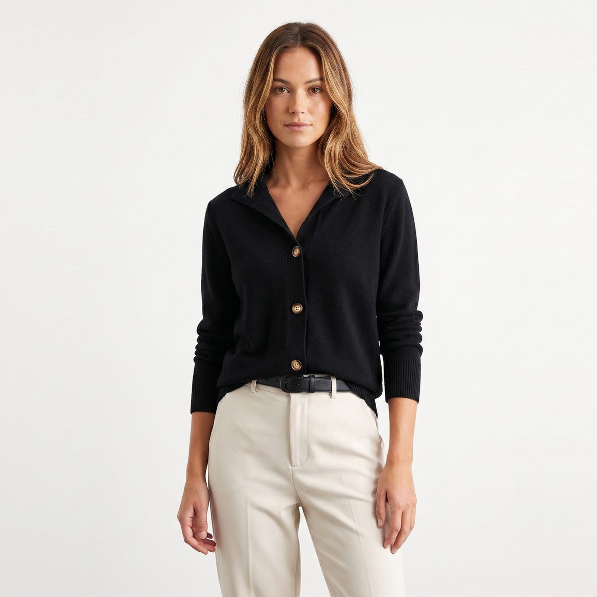 Women's Knit Winter Cardigan Polo Collar Soft Button-Up Edenforth