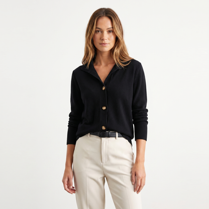 Women's Knit Winter Cardigan Polo Collar Soft Button-Up Edenforth