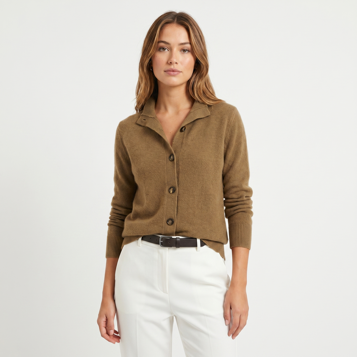 Women's Knit Winter Cardigan Polo Collar Soft Button-Up Edenforth