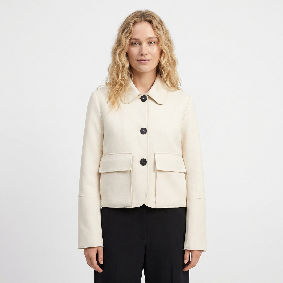 Women's Brown Suede Jacket Cropped Collared Button-Up Edenforth