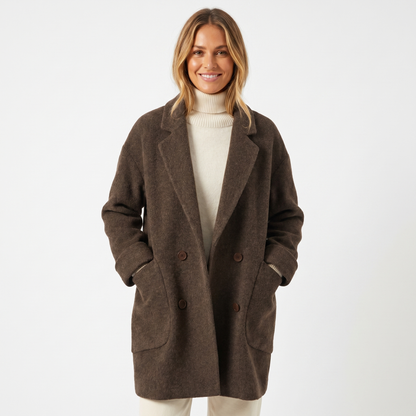 Women's Wool Double-Breasted Winter Coat Oversized Mid-Length Edenforth