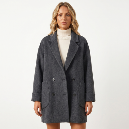 Women's Wool Double-Breasted Winter Coat Oversized Mid-Length Edenforth