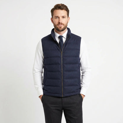 Men's Quilted Winter Vest Wool-Look Stand Collar Zip-Up Edenforth