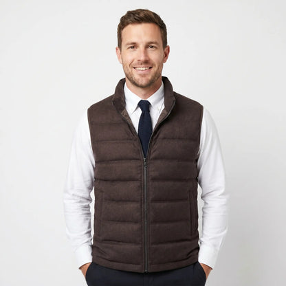 Men's Quilted Winter Vest Wool-Look Stand Collar Zip-Up Edenforth
