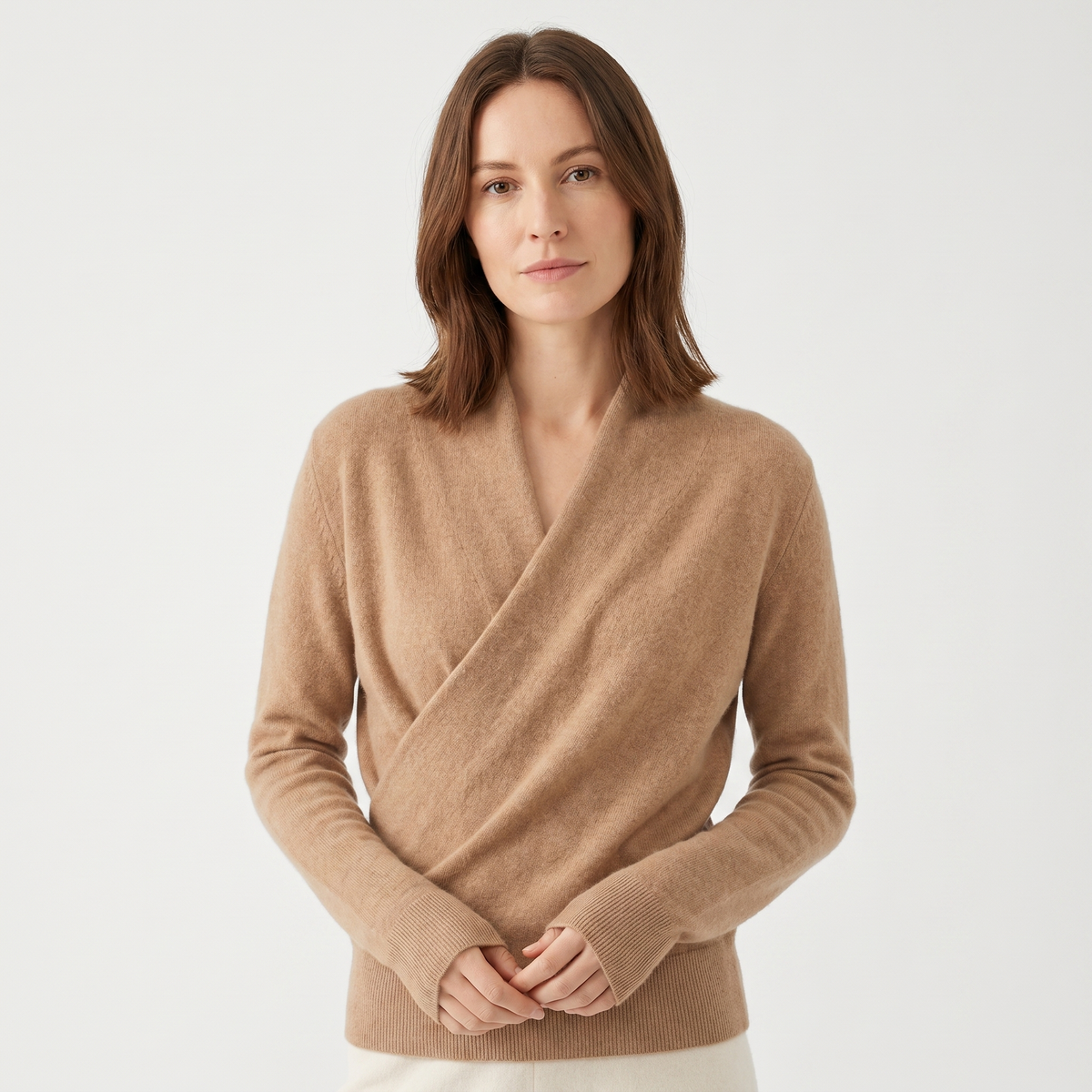 Women's Crossover Winter Sweater Womens Cashmere V-Neck Wrap Front Edenforth
