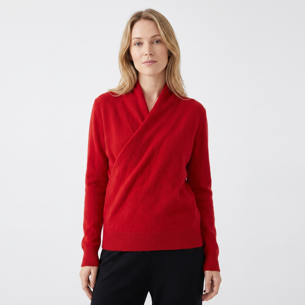 Women's Crossover Winter Sweater Womens Cashmere V-Neck Wrap Front Edenforth