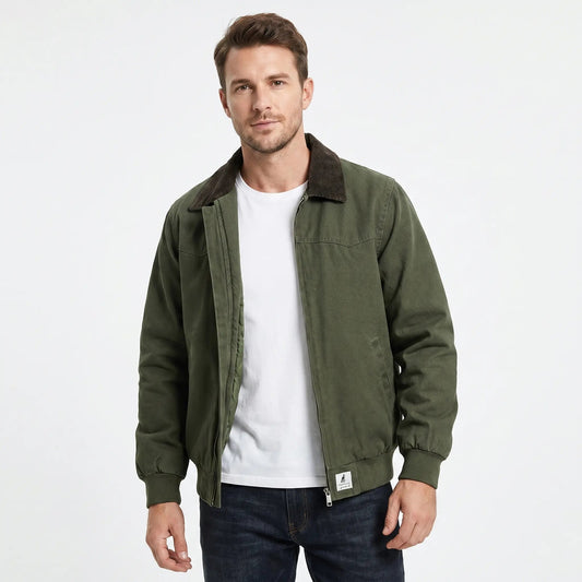 Men's Fall Jacket Canvas Zip-Up Corduroy Collar Workwear Edenforth