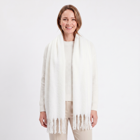 Women's Fluffy Winter Scarf Oversized Brushed Plain Fringe Wrap Edenforth