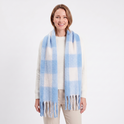 Women's Fluffy Winter Scarf Oversized Brushed Plain Fringe Wrap Edenforth
