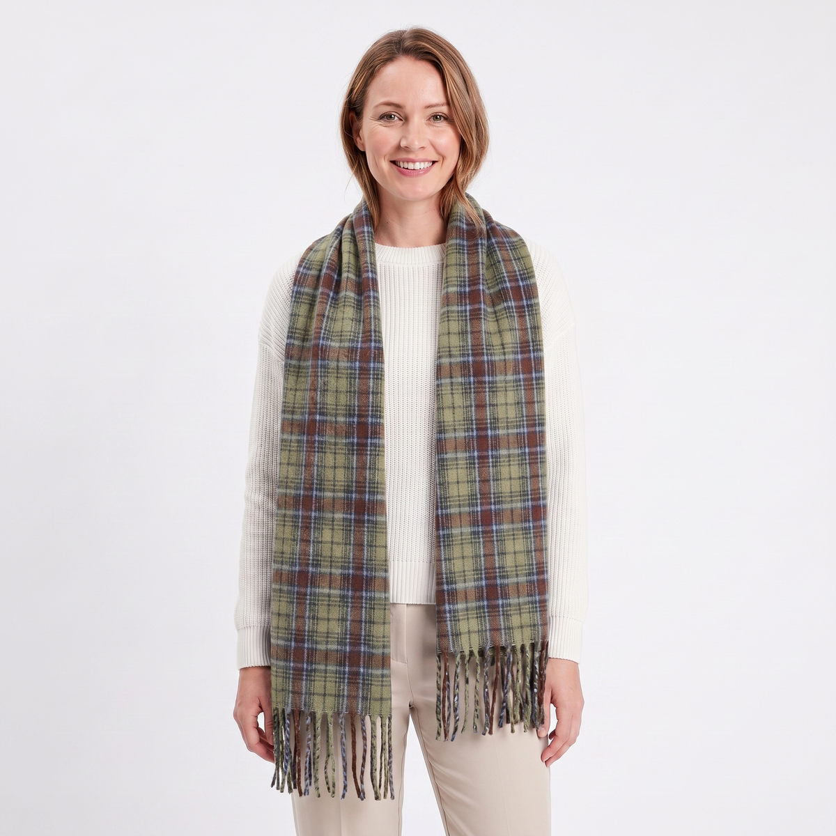 Women's Fluffy Winter Scarf Oversized Brushed Plain Fringe Wrap Edenforth