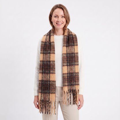 Women's Fluffy Winter Scarf Oversized Brushed Plain Fringe Wrap Edenforth