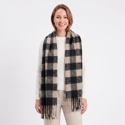 Women's Fluffy Winter Scarf Oversized Brushed Plain Fringe Wrap Edenforth