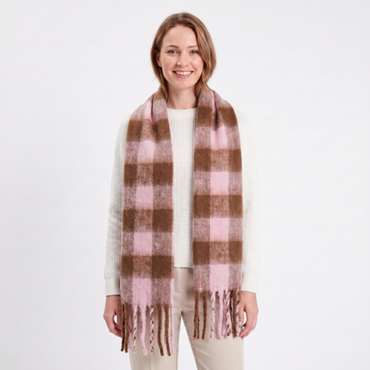 Women's Fluffy Winter Scarf Oversized Brushed Plain Fringe Wrap Edenforth
