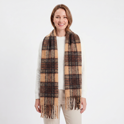 Women's Fluffy Winter Scarf Oversized Brushed Plain Fringe Wrap Edenforth