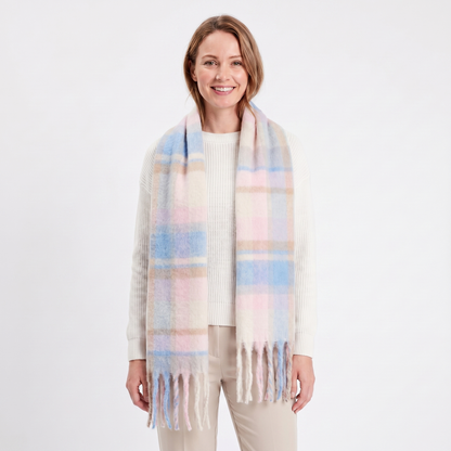 Women's Fluffy Winter Scarf Oversized Brushed Plain Fringe Wrap Edenforth