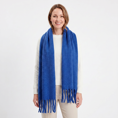 Women's Fluffy Winter Scarf Oversized Brushed Plain Fringe Wrap Edenforth