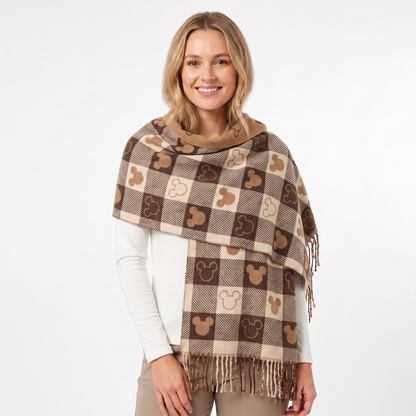 Women's Shawl Winter Scarf Heart Check Woven Fringe Blanket Wrap Edenforth