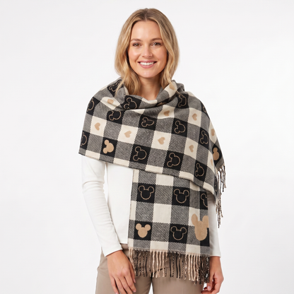 Women's Shawl Winter Scarf Heart Check Woven Fringe Blanket Wrap Edenforth