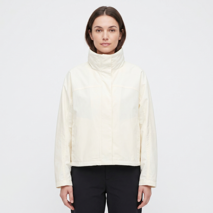 Women's Funnel-Neck Jacket Minimal Shell Oversized Concealed Placket Edenforth