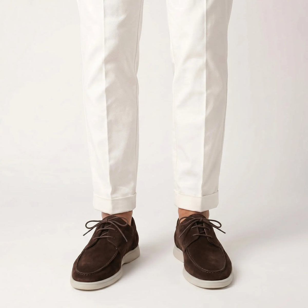 Men's Suede-Look Lace-Up Shoes Moc Toe Lightweight Sole Edenforth