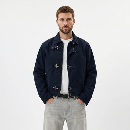 Men's Cotton Hook-Clasp Winter Jacket Zip-Up Collared Workwear Edenforth