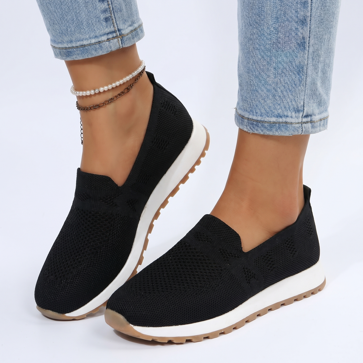 Women's Orthopaedic Knit Slip-On Sneakers Breathable Lightweight Shoes Edenforth