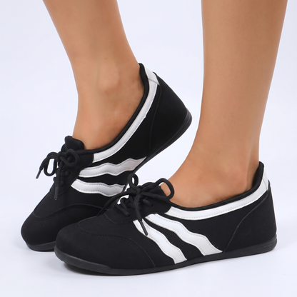 Women's Orthopaedic Suede Lace-Up Retro Sneakers Flat Sole Wave Shoes Edenforth