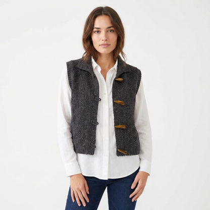 Women's Chunky Knit Sweater Vest Toggle Button Sleeveless Cardigan Edenforth