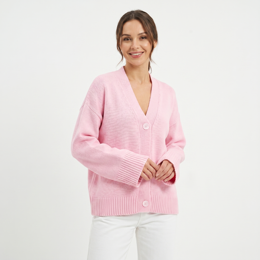 Women's Oversized V-Neck Cardigan Button Front Boxy Knit Sweater Everyday Edenforth