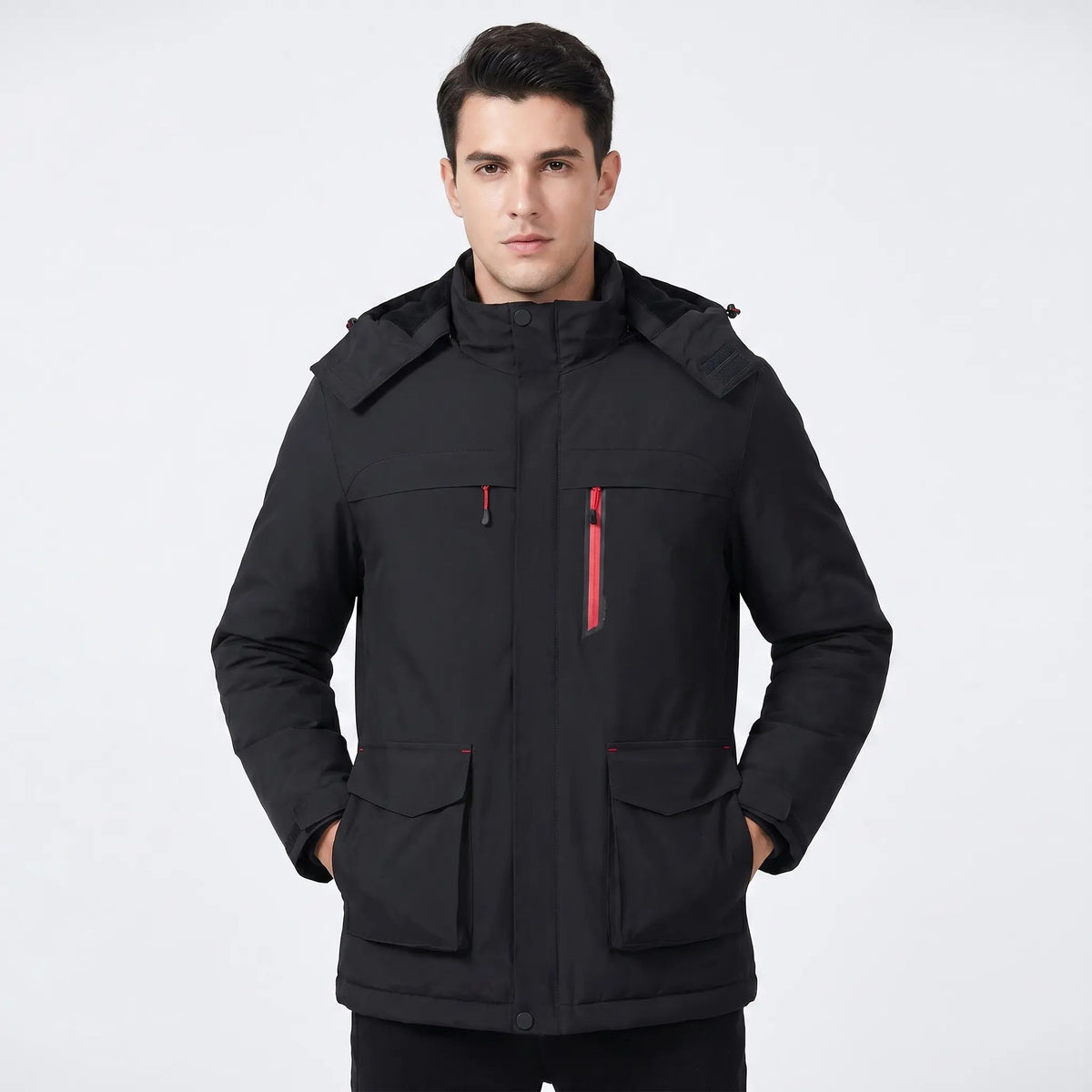 Unisex USB Heated Jacket Hooded Electric Heating Winter Coat Multi-Pocket Edenforth