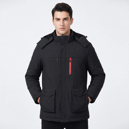 Unisex USB Heated Jacket Hooded Electric Heating Winter Coat Multi-Pocket Edenforth
