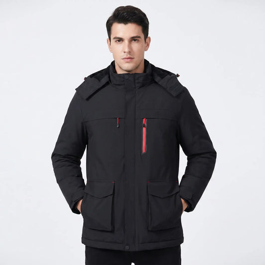 Unisex USB Heated Jacket Hooded Electric Heating Winter Coat Multi-Pocket Edenforth