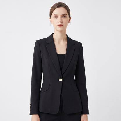 Women's Single Button Fitted Blazer Notch Lapel Long-Sleeve Work Jacket Edenforth