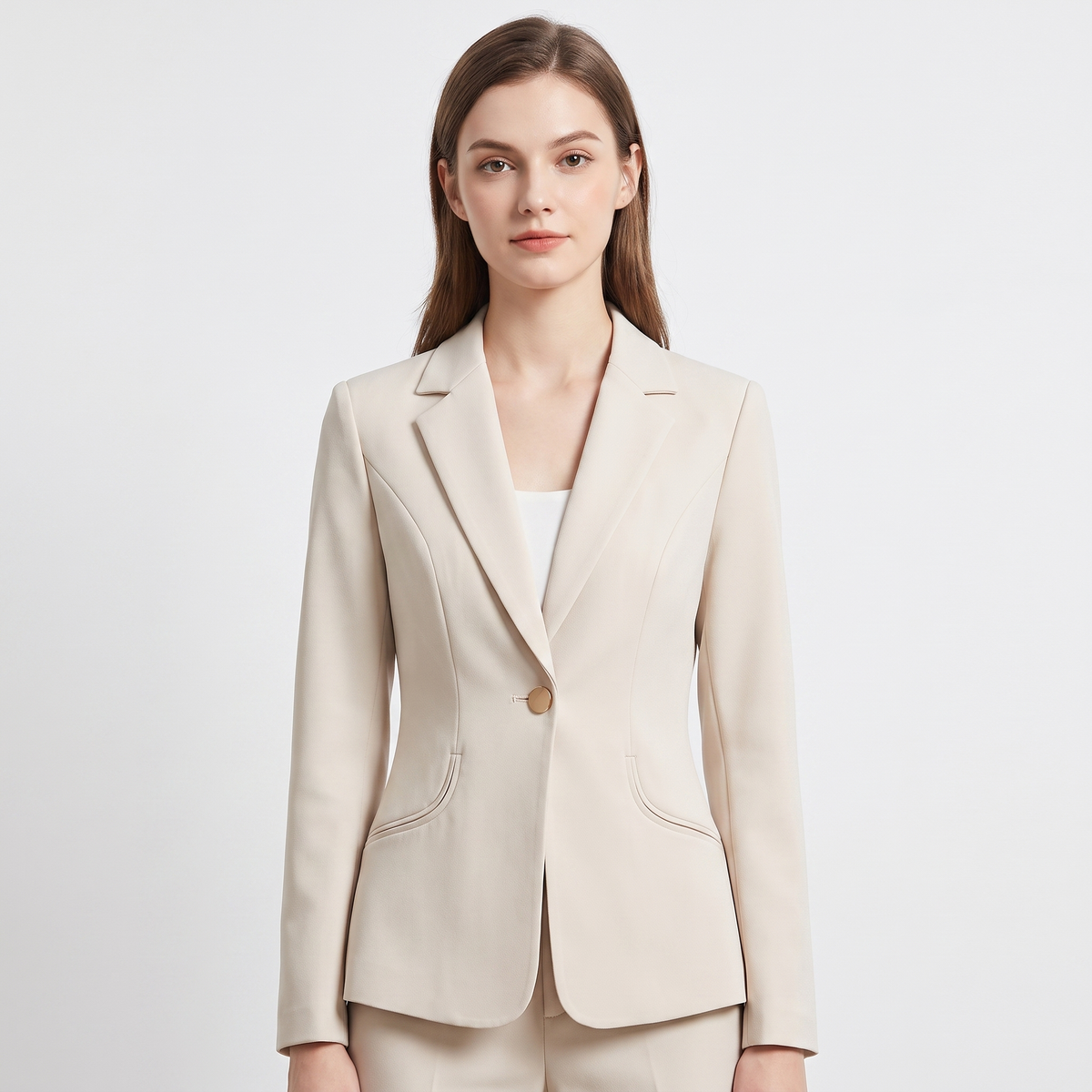 Women's Single Button Fitted Blazer Notch Lapel Long-Sleeve Work Jacket Edenforth
