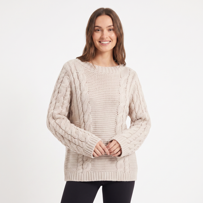 Women's Chunky Cable Knit Oversized Sweater Turtleneck Batwing Sleeve Edenforth