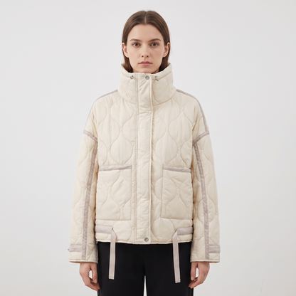 Women's Onion Quilted Jacket Oversized Stand Collar Zip-Up Padded Coat Edenforth