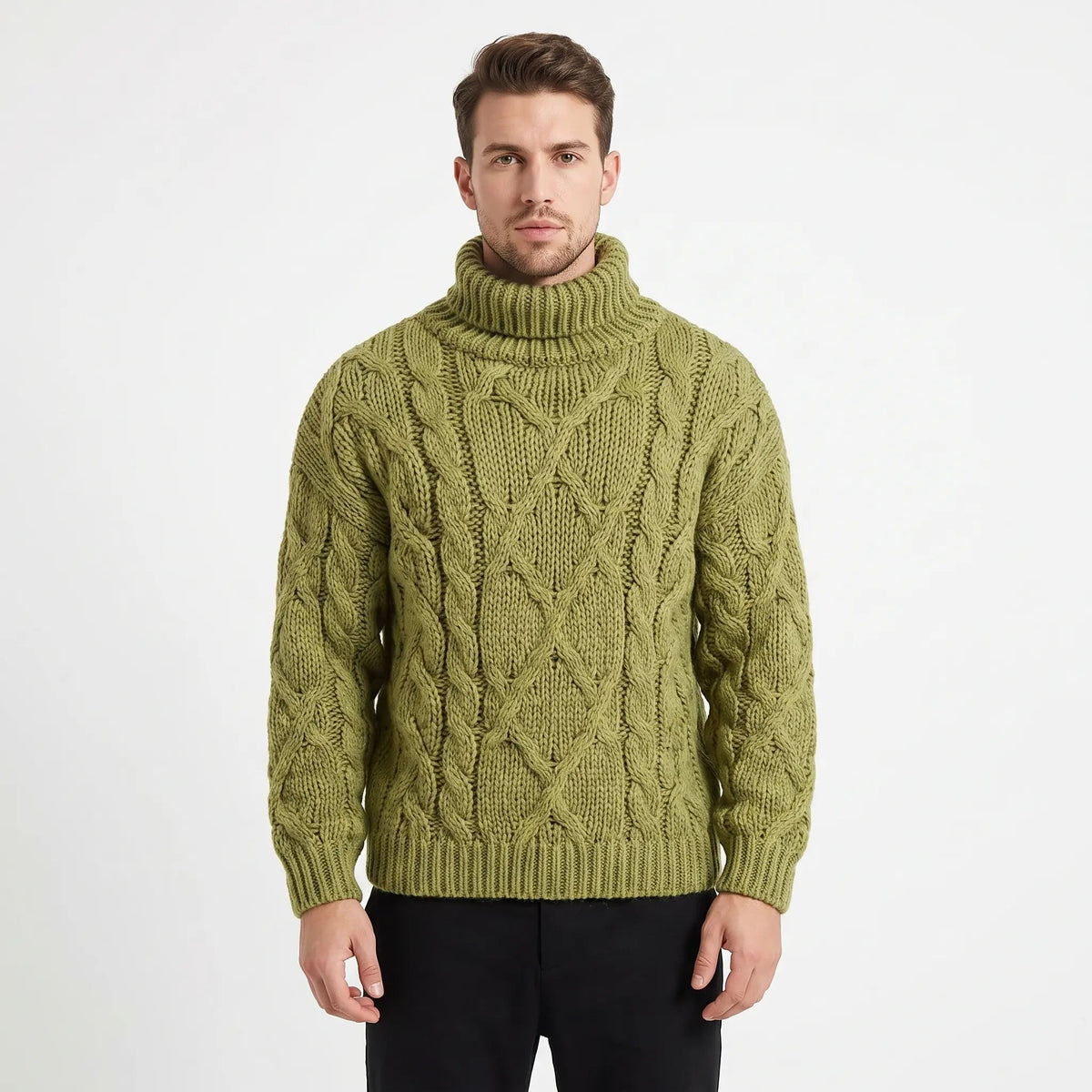 Men's Cable Knit Turtleneck Winter Sweater Chunky Oversized Pullover Edenforth