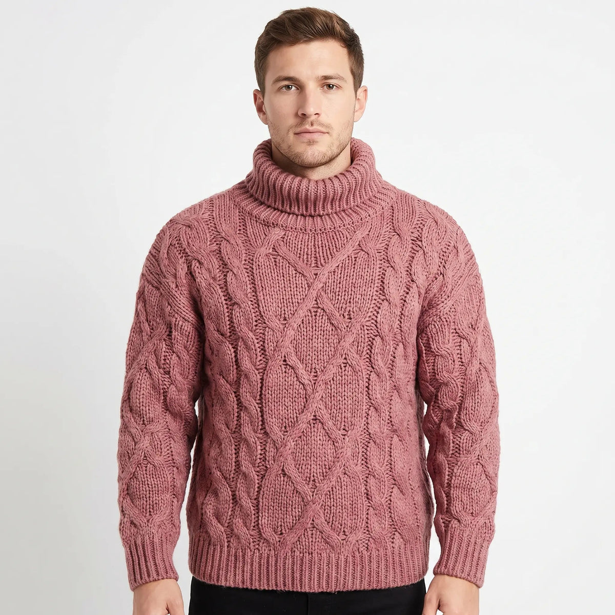 Men's Cable Knit Turtleneck Winter Sweater Chunky Oversized Pullover Edenforth